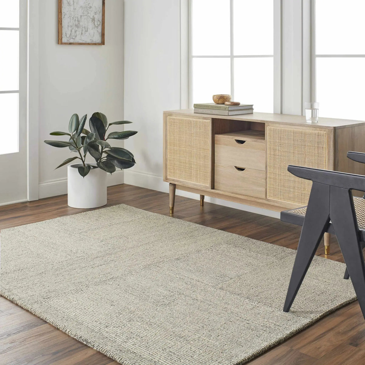 Isamu Area Rug, installed in a room