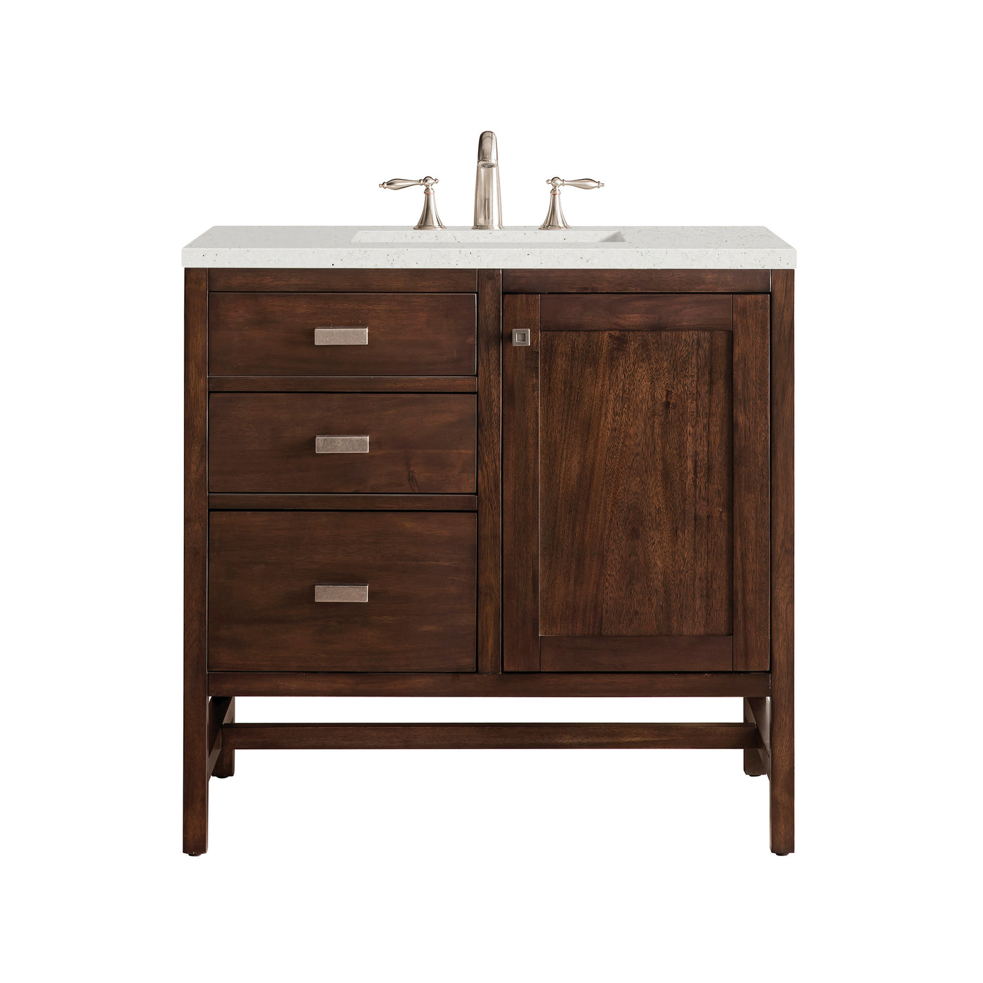 James Martin Addison 36" Single Bathroom Vanity, Mid-Century Acacia with Lime Delight countertop