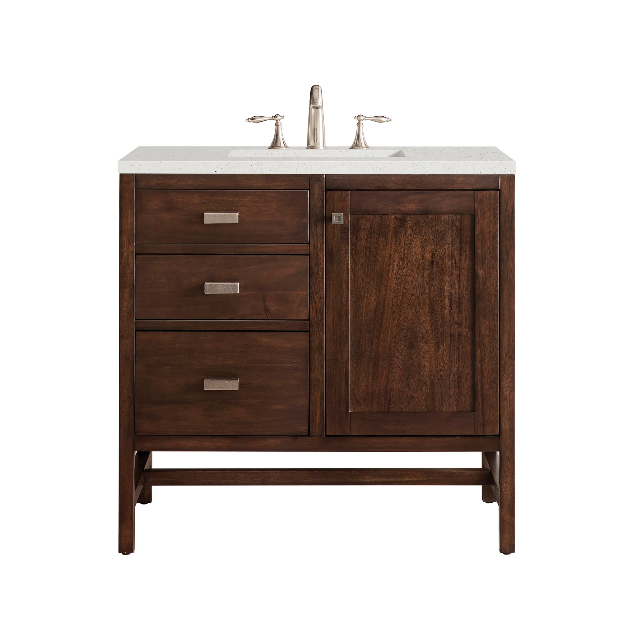 James Martin Addison 36" Single Bathroom Vanity, Mid-Century Acacia with Lime Delight countertop
