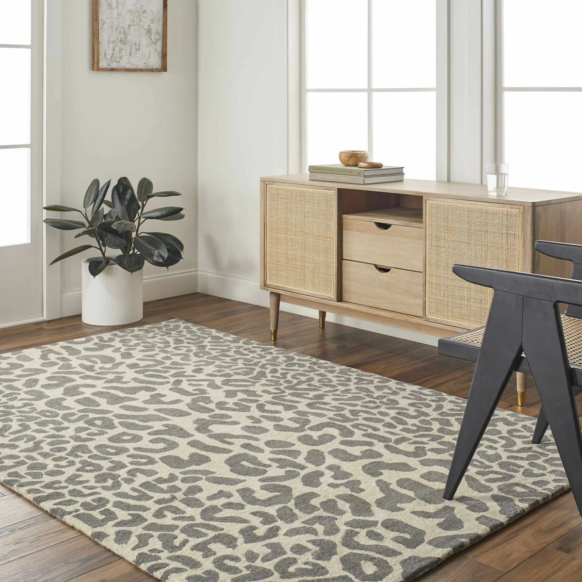Iseul Leopard Print Area Rug - Clearance, installed in a room