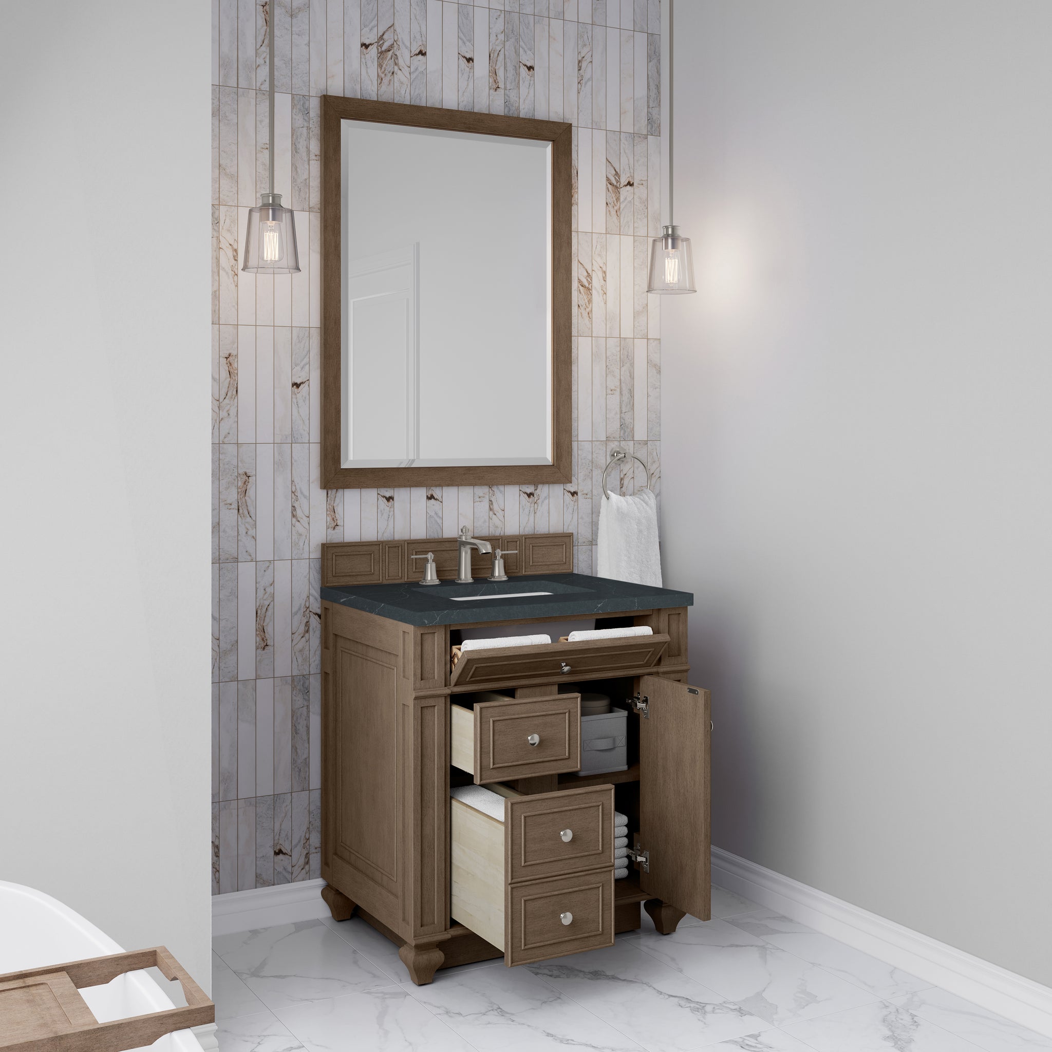 James Martin Bristol 30" Single Bathroom Vanity, Whitewashed Walnut, view 31