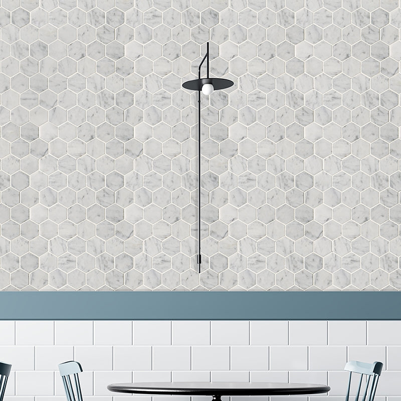 Italian Carrara Honed Hexagon Marble Mosaics 12x12 Marble Honed 12x12 Mosaics — 2