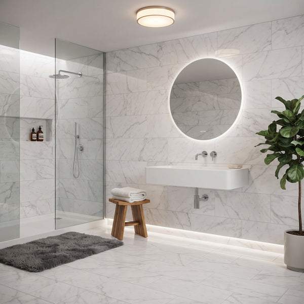 White Carrara Honed Marble Tiles 12x24, photo 2 of 7