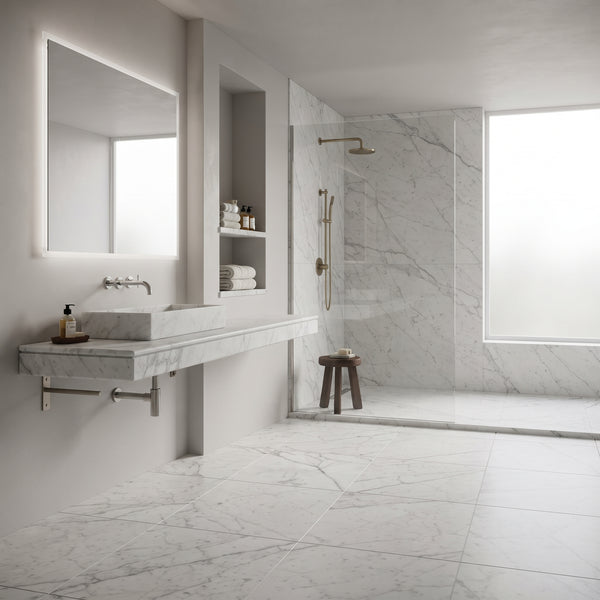 Italian Carrara Honed Marble Tiles 18x18