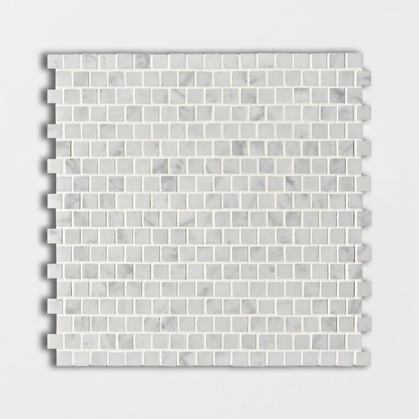 Italian Carrara Polished 5/8x5/8 Marble Mosaics 12x12