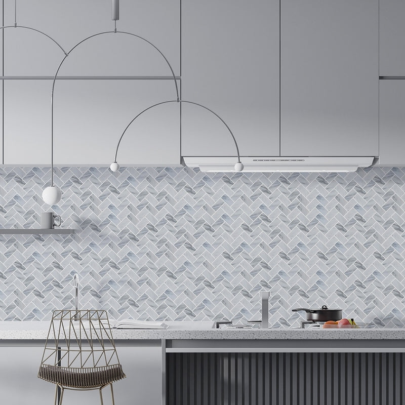 Italian Carrara Polished Herringbone Marble Mosaics 12 1/8x13 3/8 Marble Polished 12x18 Mosaics — 2