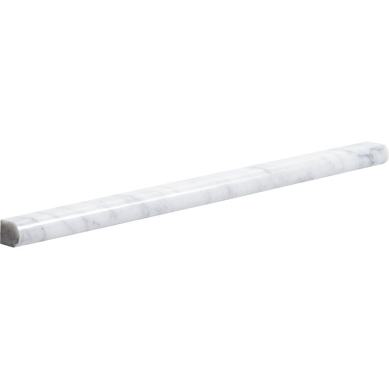 Italian Carrara Polished Pencil Liner Marble Moldings 1/2x12 Marble Polished 2x12 Moldings