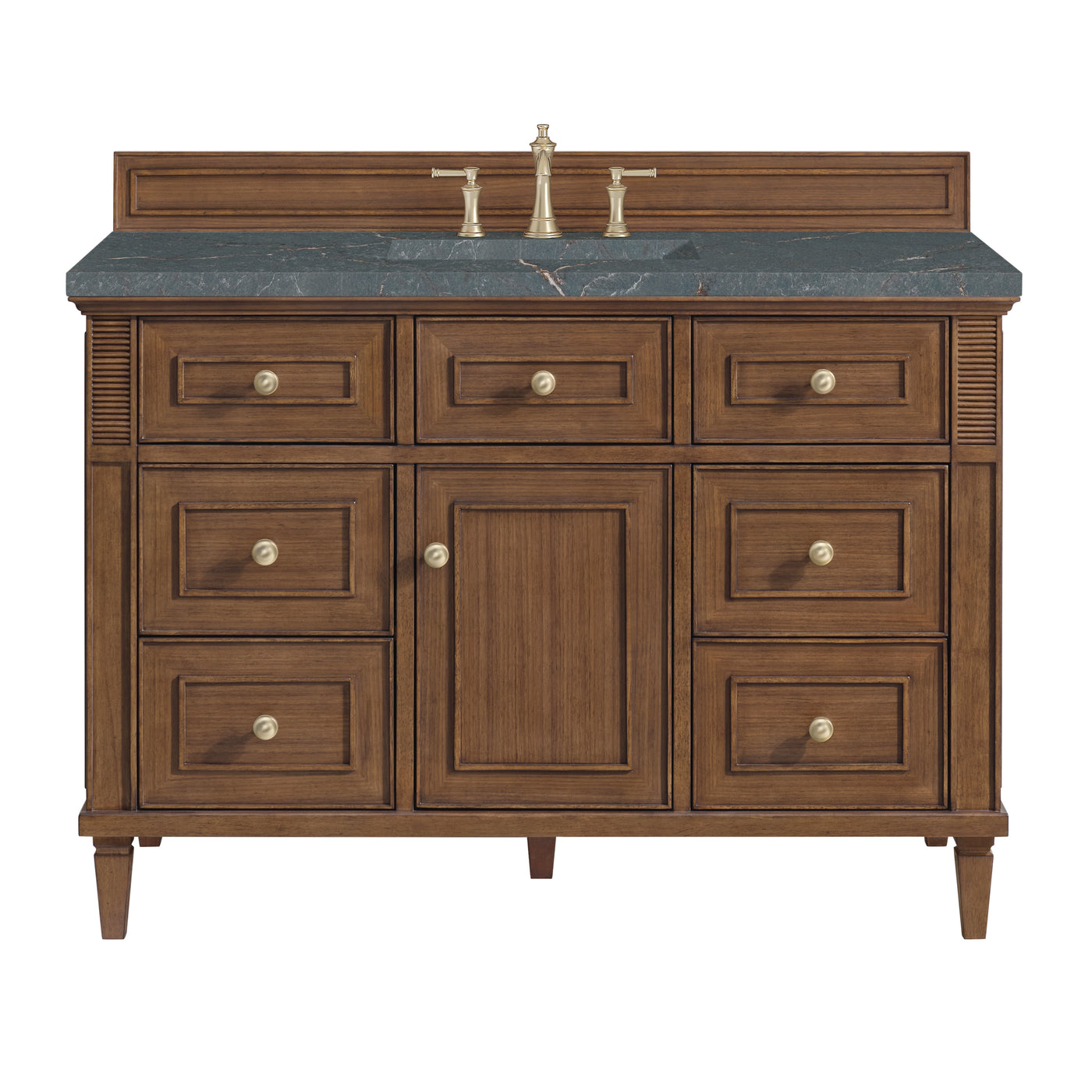 James Martin Lorelai 48" Single Bathroom Vanity, Mid-Century Walnut with Parisien Bleu (FreePower) countertop