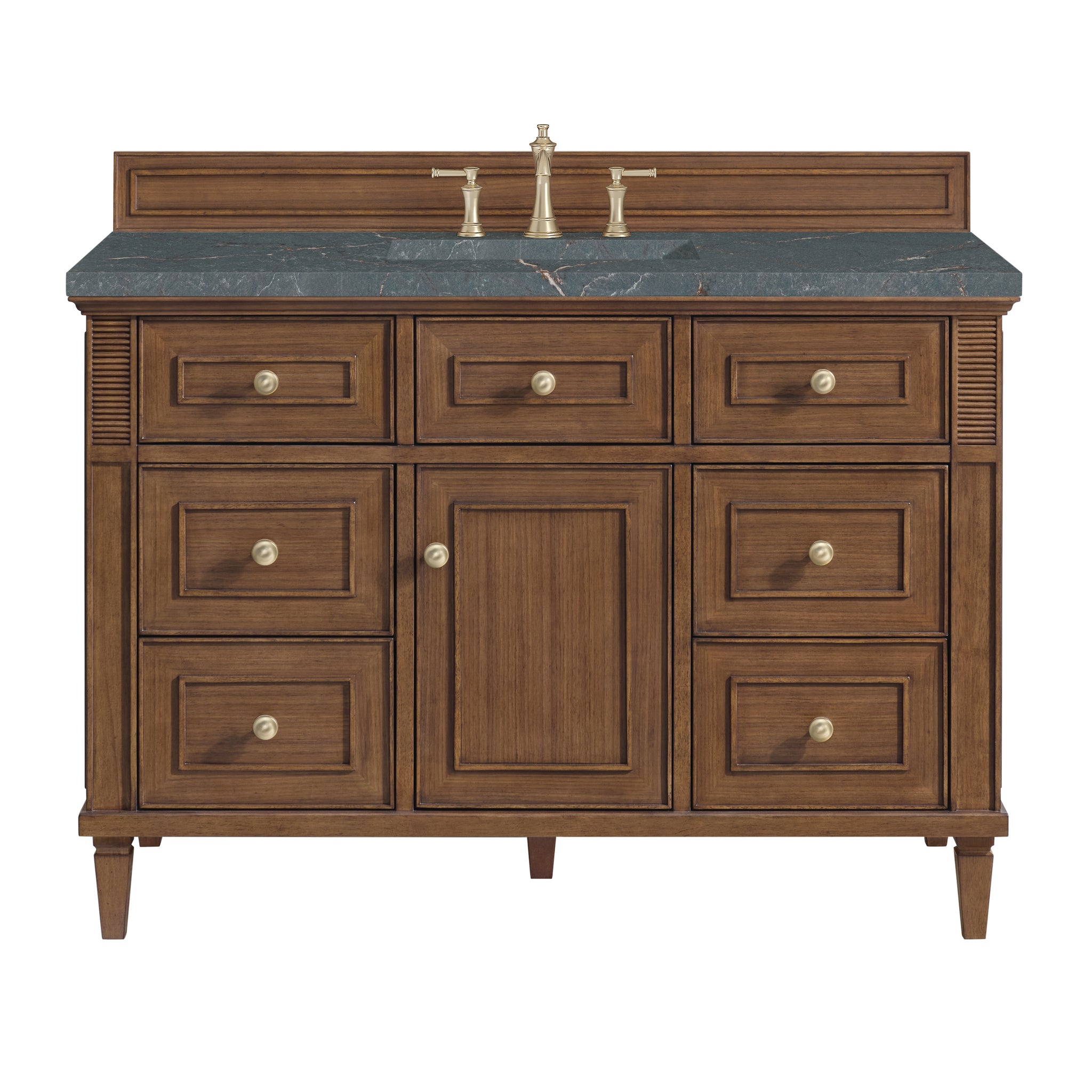 James Martin Lorelai 48" Single Bathroom Vanity, Mid-Century Walnut with Parisien Bleu (FreePower) countertop