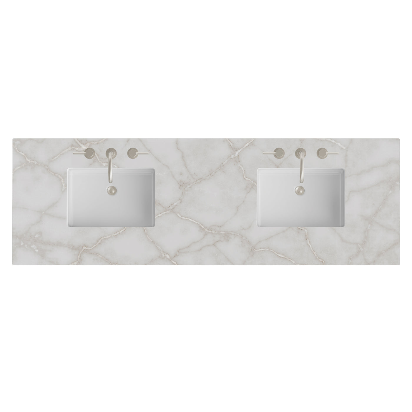 James Martin 72" Double Vanity Top with Victorian Silver (Silestone) countertop