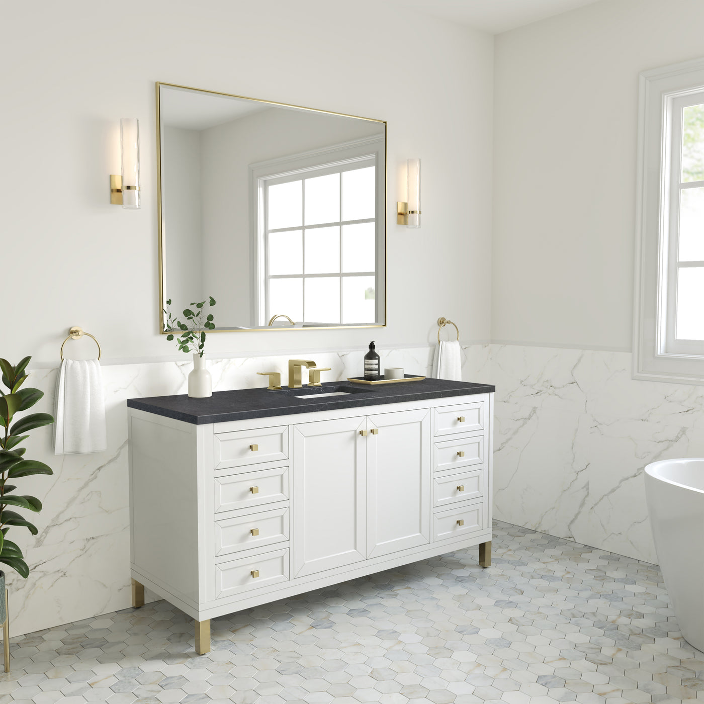 James Martin Chicago 60" Single Bathroom Vanity, Glossy White, view 36
