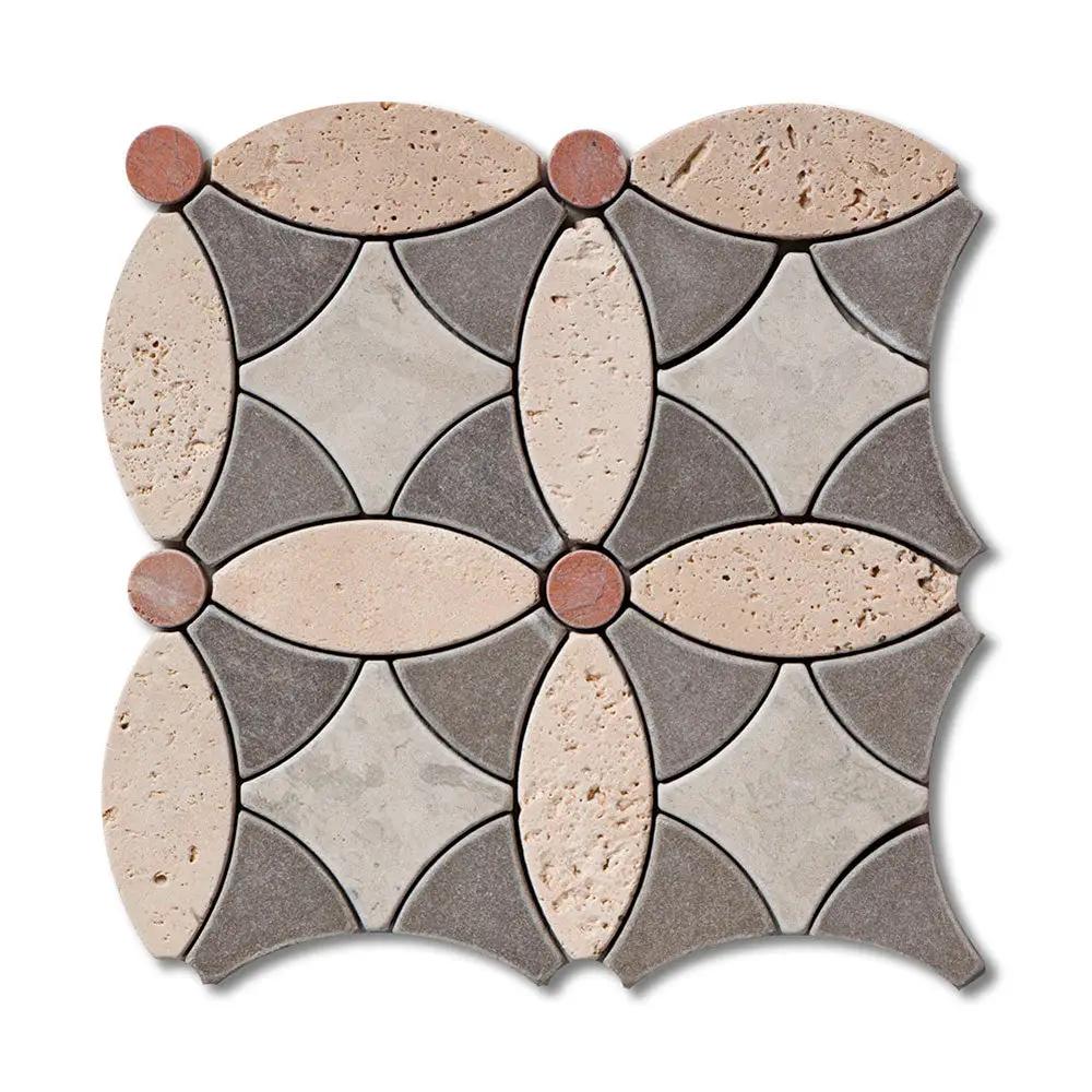 Ivory Tumbled Aspendos Marble Mosaics 8x8 by Stonetiledepot