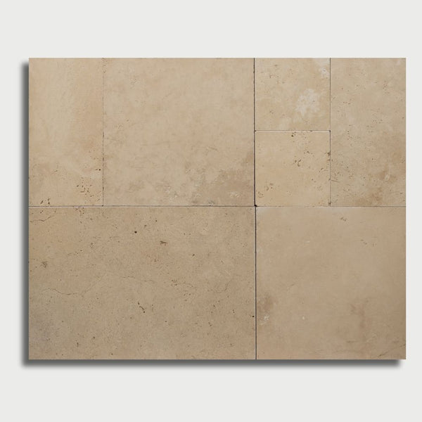Ivory Tumbled French Pattern Travertine Pavers French Pattern