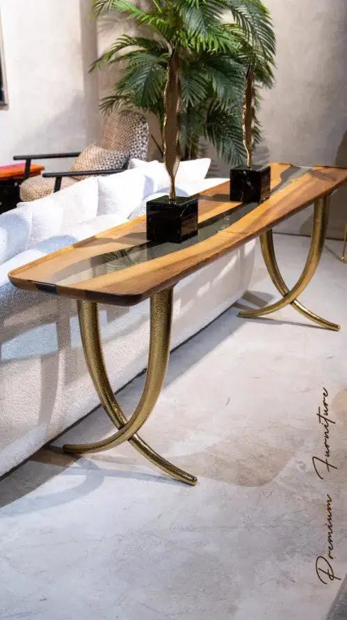 Epoxy Resin Sofa & Console table made of Walnut wood | Ivory Collection, photo 3 of 16