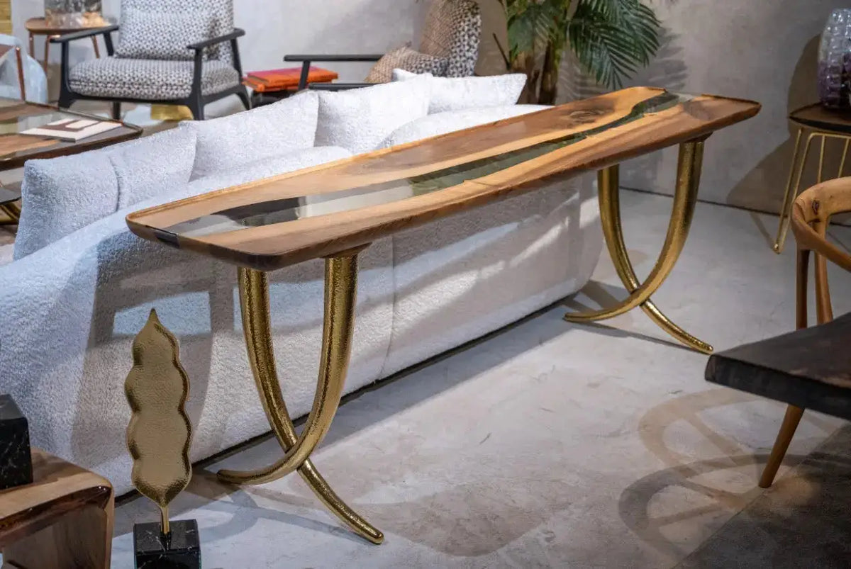 Epoxy Resin Sofa & Console table made of Walnut wood | Ivory Collection, photo 2 of 16