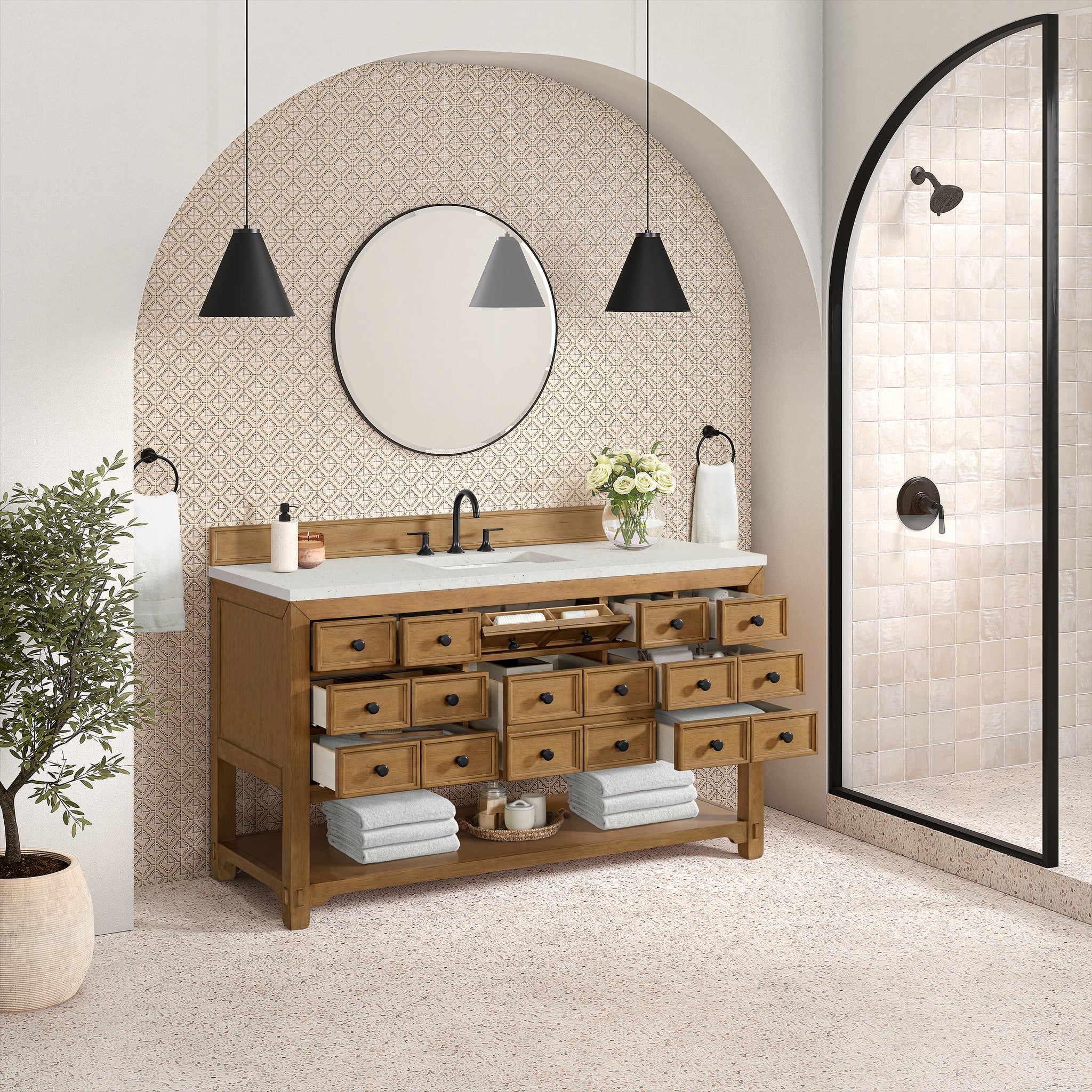 James Martin Malibu 60" Single Bathroom Vanity, Amber Birch, view 29