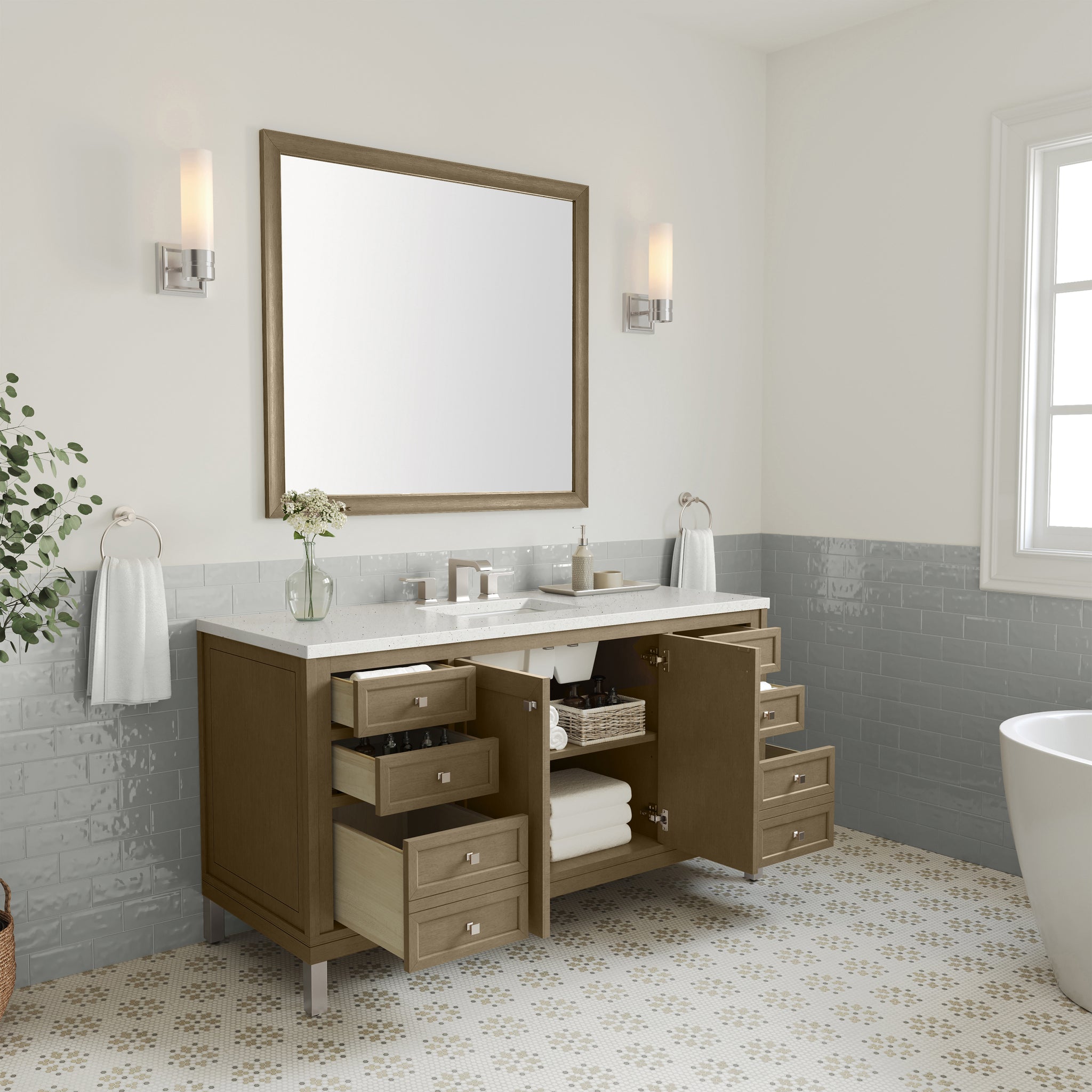James Martin Chicago 60" Single Bathroom Vanity, Walnut Whisper, view 27