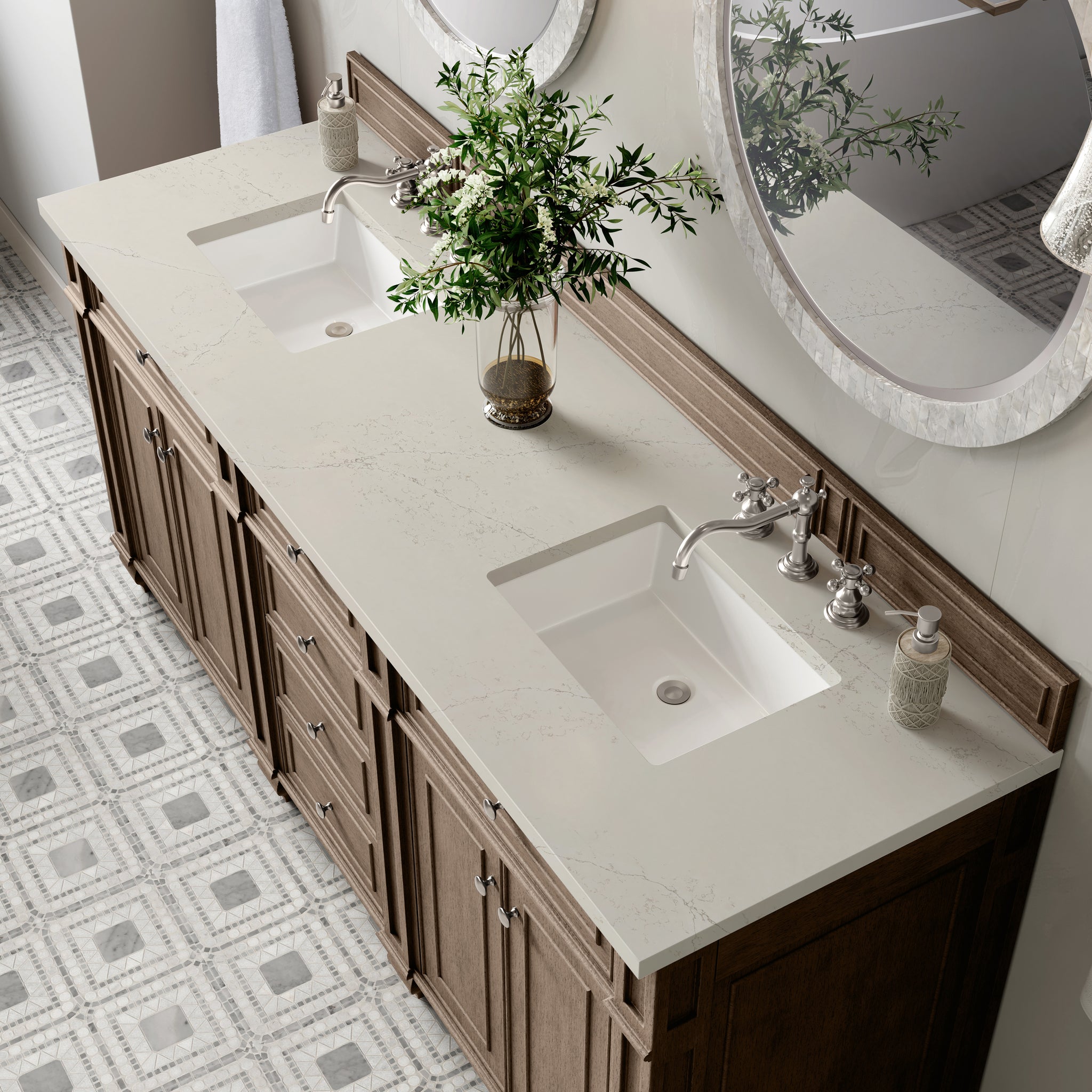 James Martin Bristol 72" Double Bathroom Vanity, Whitewashed Walnut, view 39