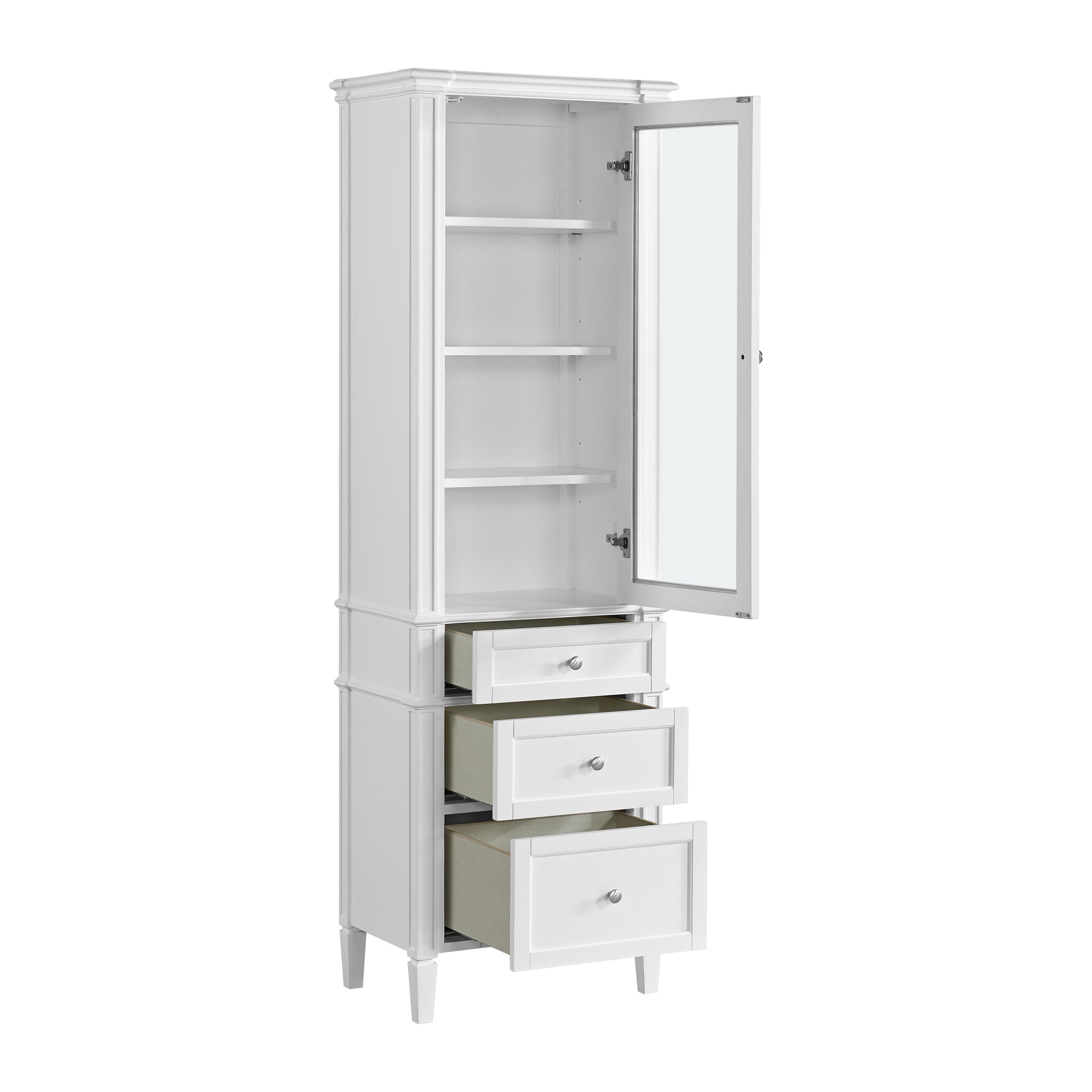 James Martin Brittany Linen Cabinet, Bright White, view 8