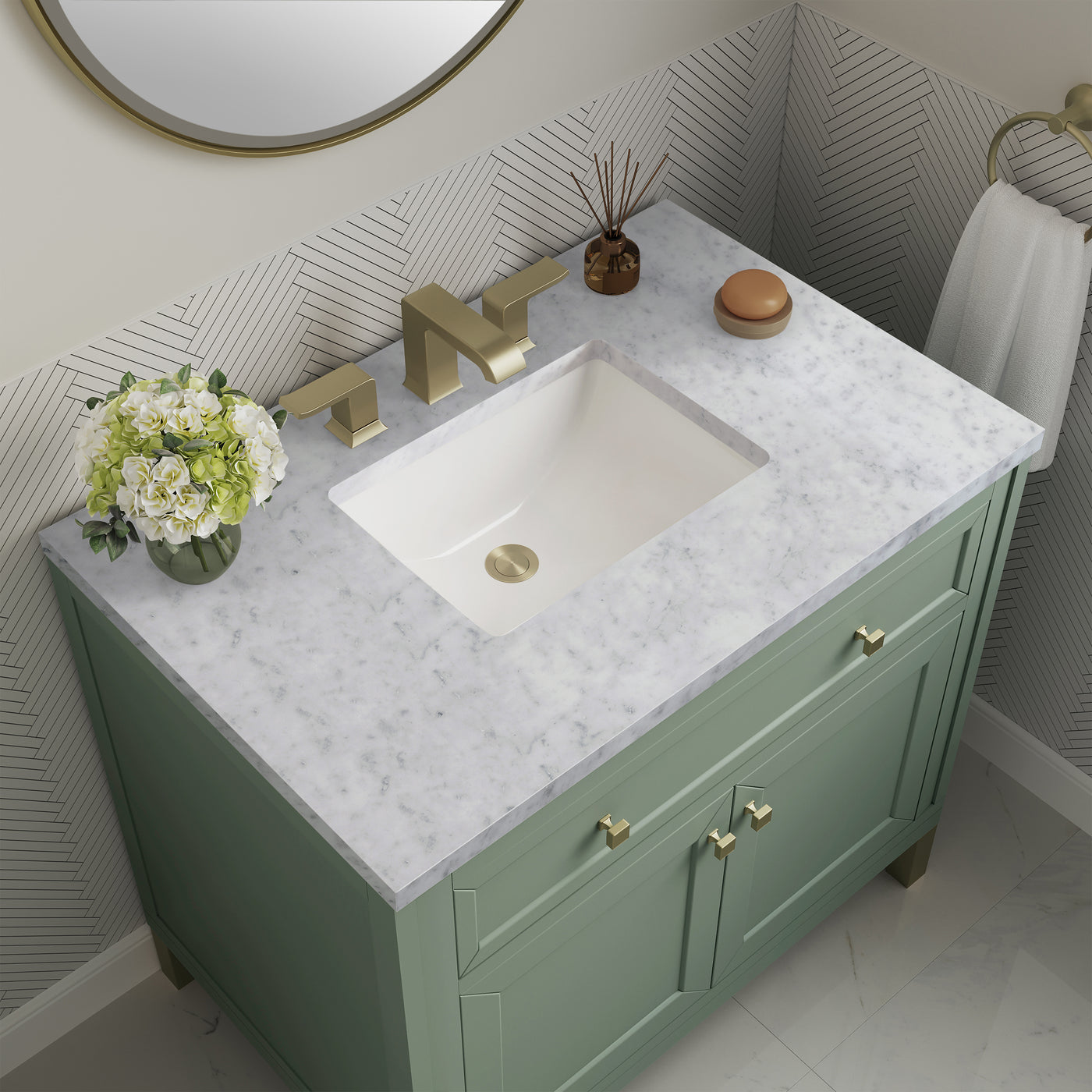 James Martin Chicago 36" Single Bathroom Vanity, Smokey Celadon, view 38