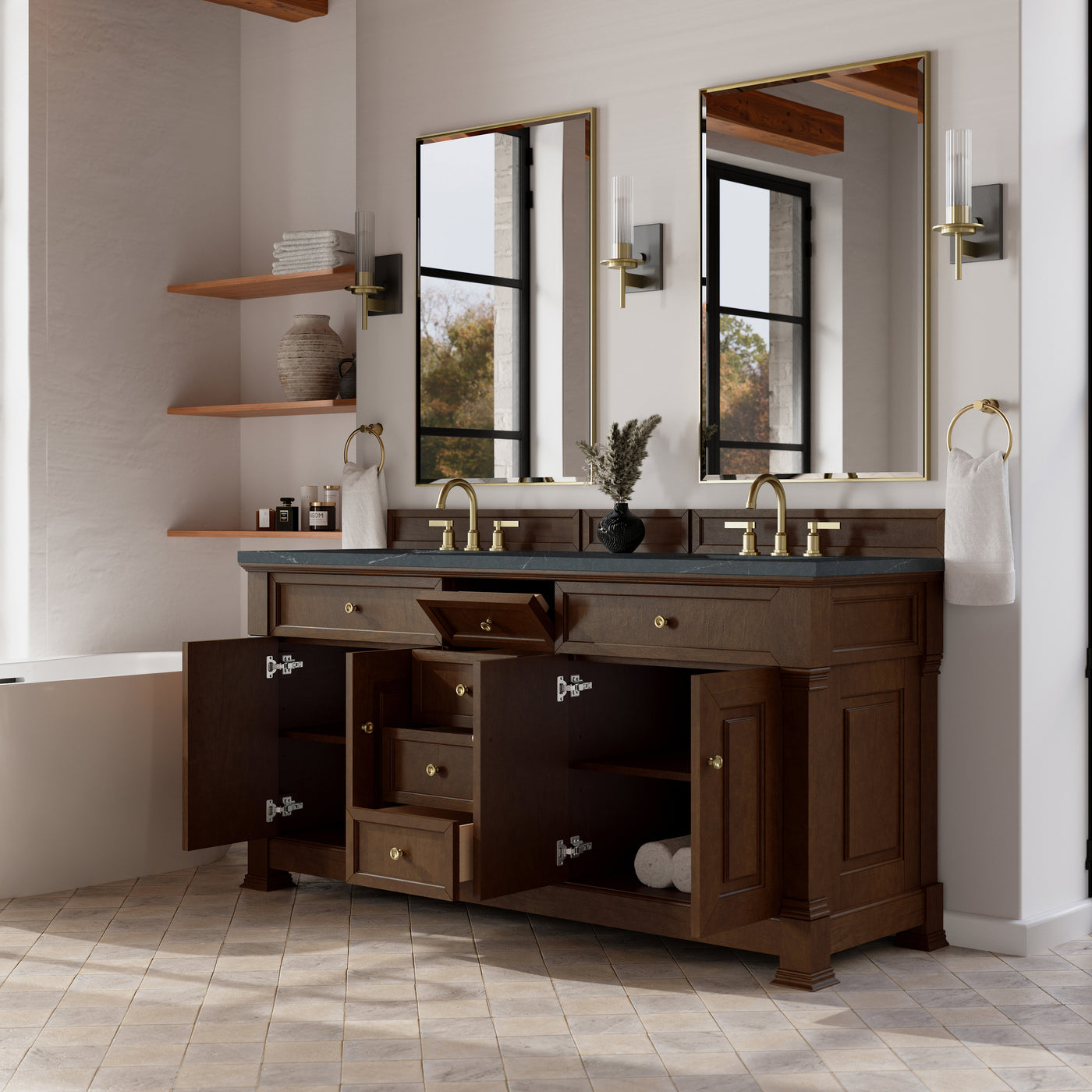 James Martin Brookfield 72" Double Bathroom Vanity, Honey Oak, view 31
