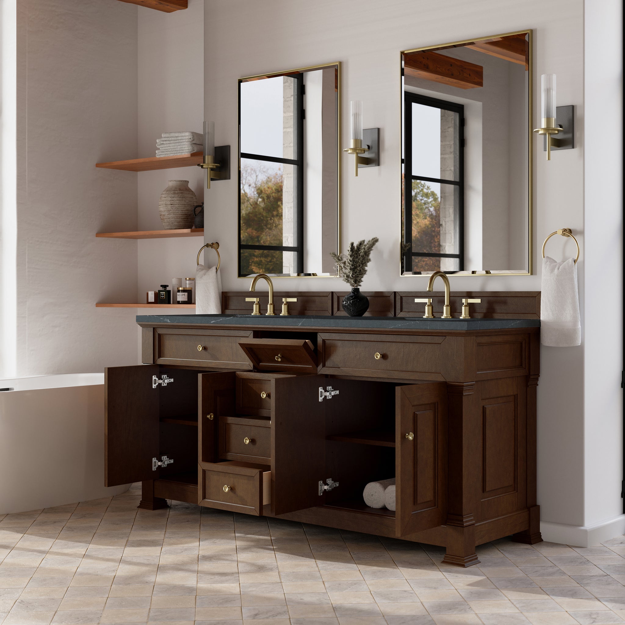 James Martin Brookfield 72" Double Bathroom Vanity, Honey Oak, view 31