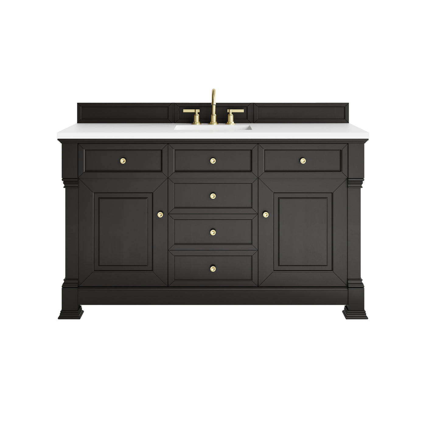 James Martin Brookfield 60" Single Bathroom Vanity, Black Onyx with White Zeus countertop