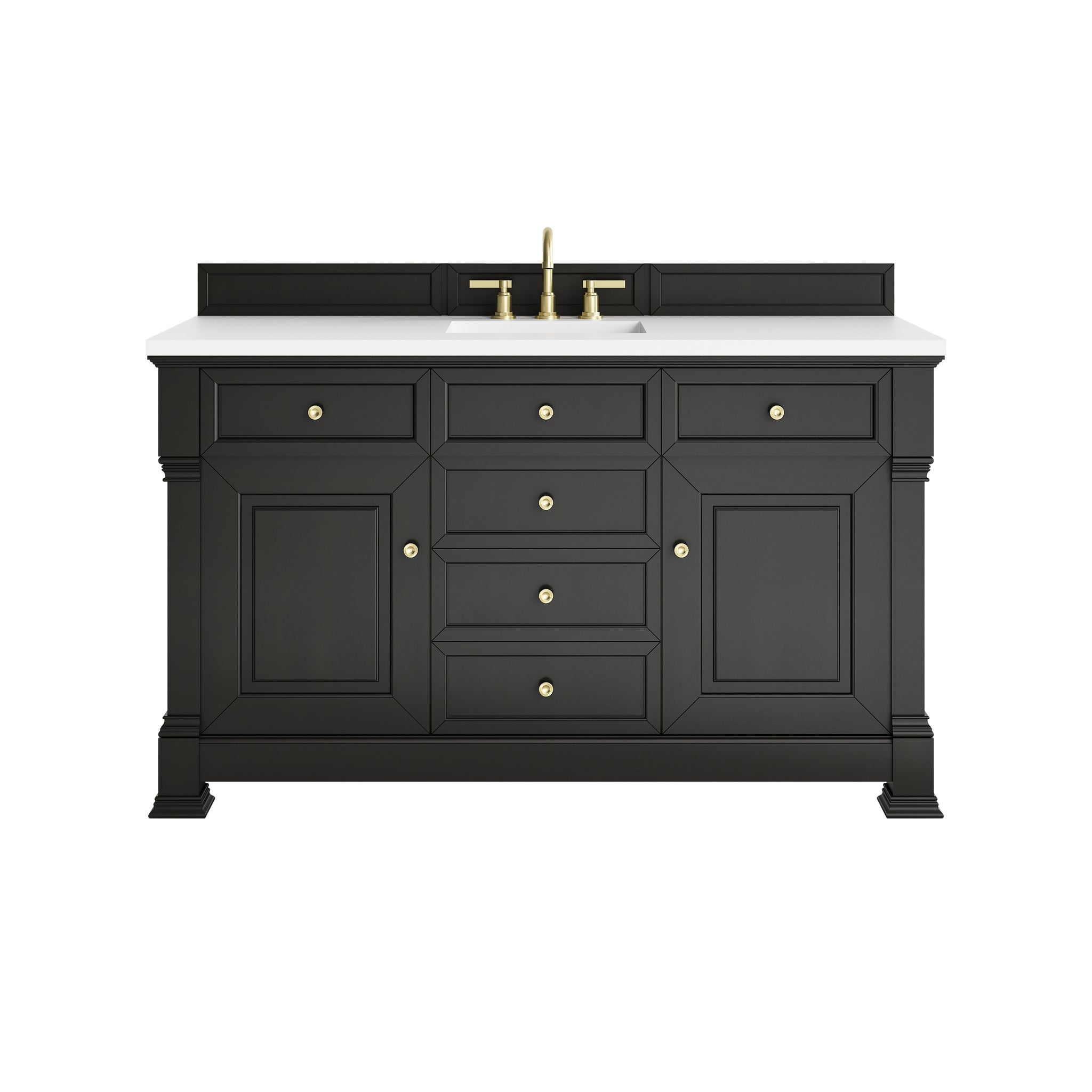 James Martin Brookfield 60" Single Bathroom Vanity, Black Onyx with White Zeus countertop