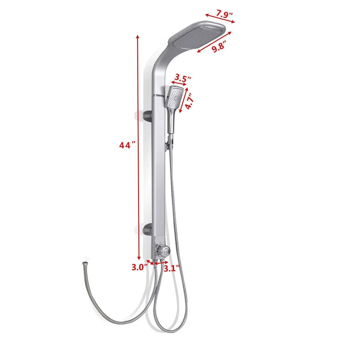 44 Inch Aluminium Alloy Panel Rainfall Shower Column with Hand Shower by DirectDeals