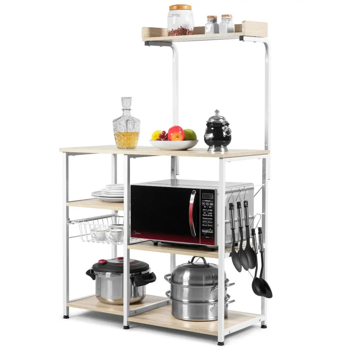 4 Tier Vintage Kitchen Baker's Rack Utility Microwave Stand-Coffee by DirectDeals