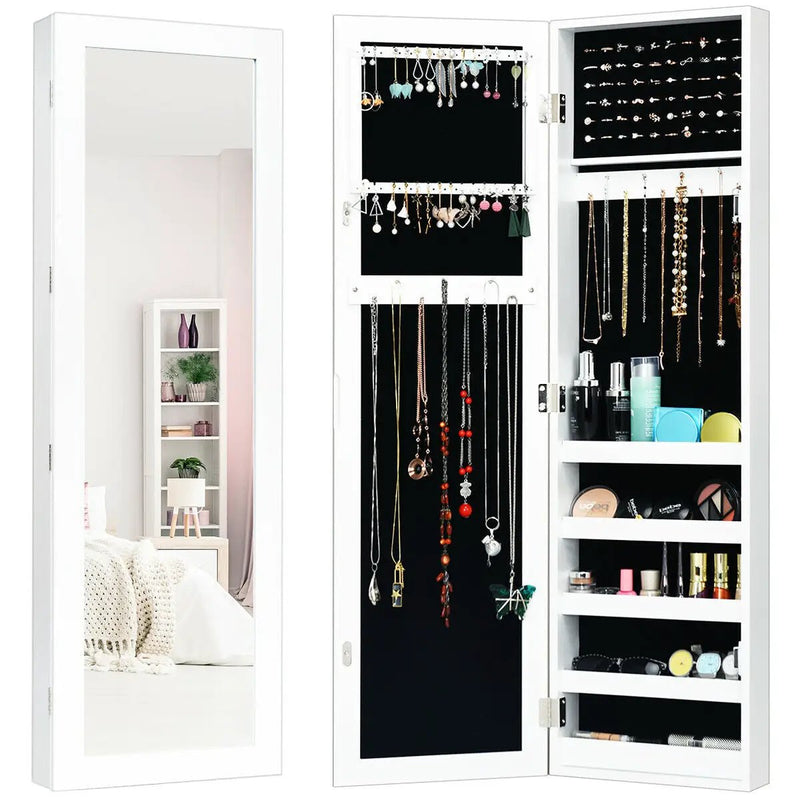 Door and Wall Mounted Armoire Jewelry Cabinet with Full-Length Mirror by DirectDeals