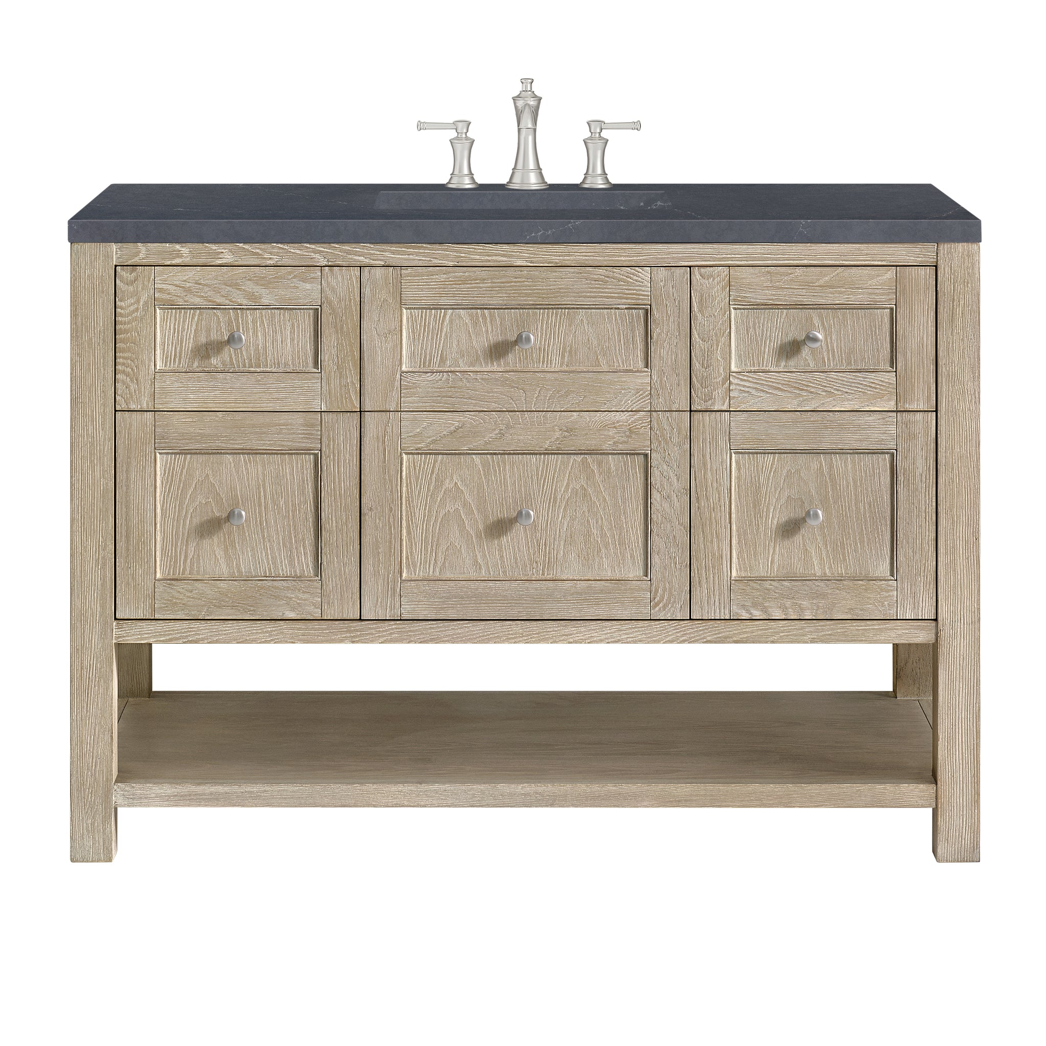 James Martin Breckenridge 48" Single Bathroom Vanity, Whitewashed Oak with Charcoal Soapstone countertop