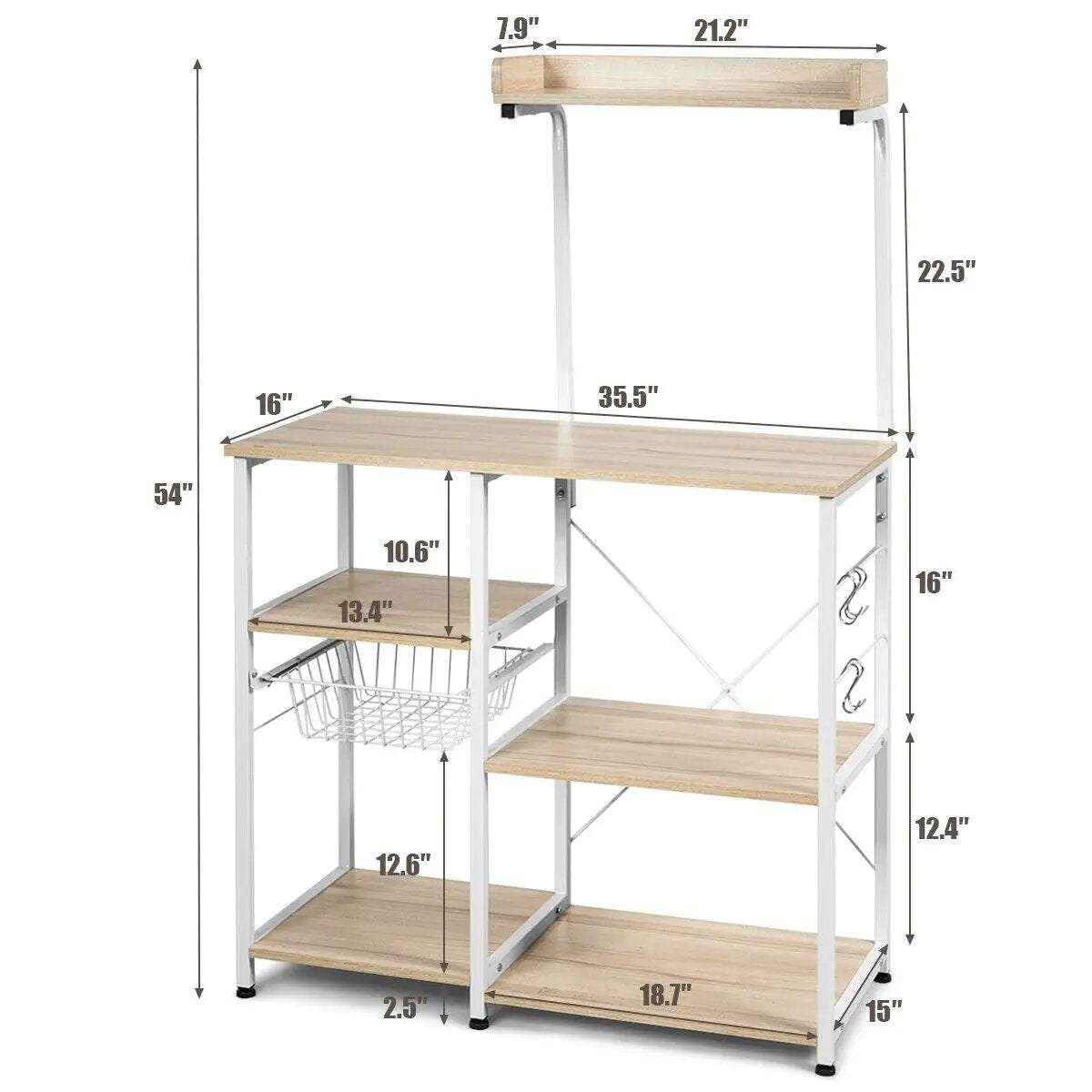 4 Tier Vintage Kitchen Baker's Rack Utility Microwave Stand-Coffee, photo 18 of 40