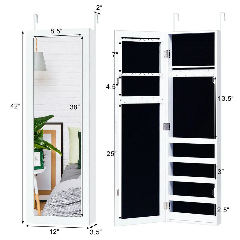 Door and Wall Mounted Armoire Jewelry Cabinet with Full-Length Mirror by DirectDeals