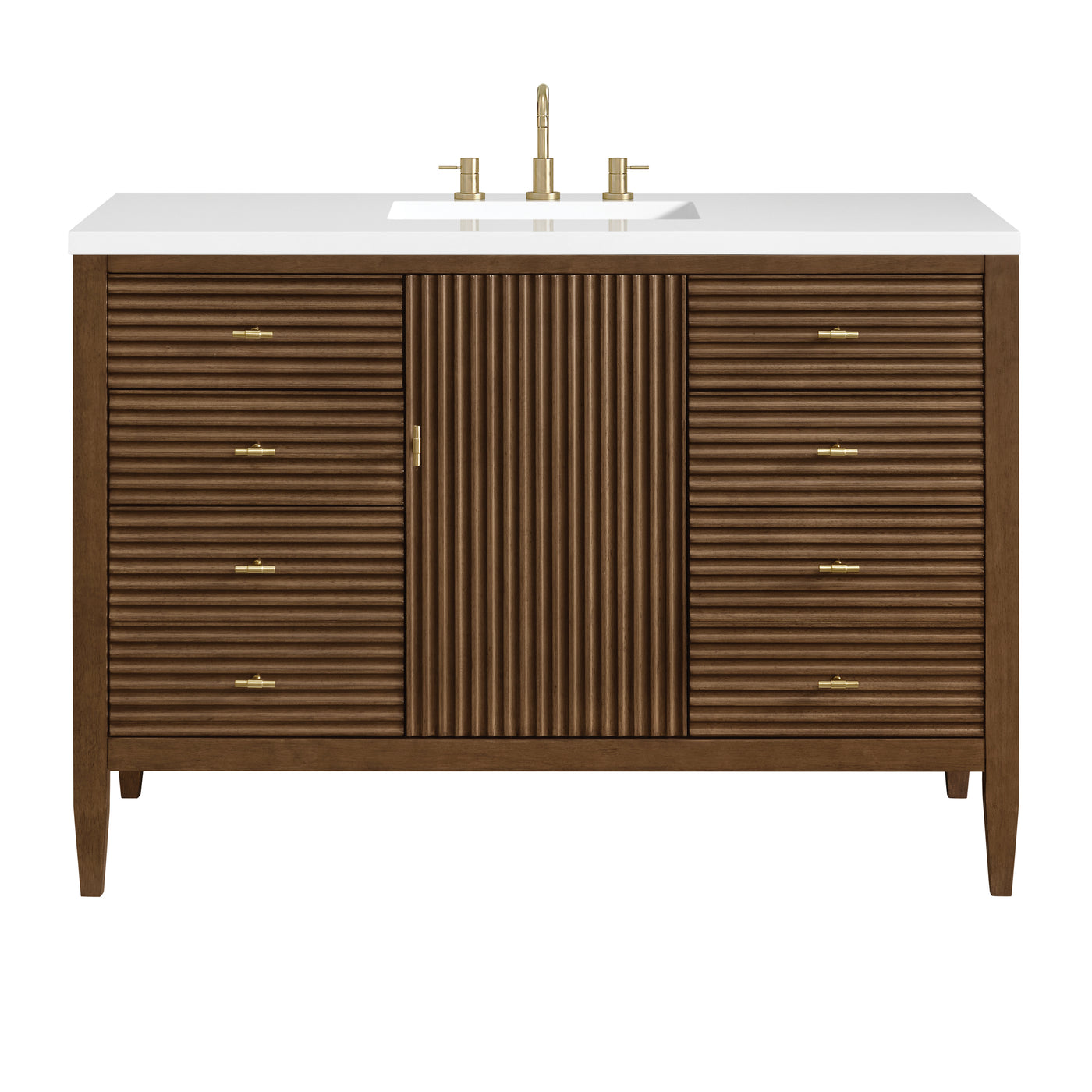 James Martin Myrrin 48" Single Bathroom Vanity, Mid-Century Walnut, cabinet without a countertop