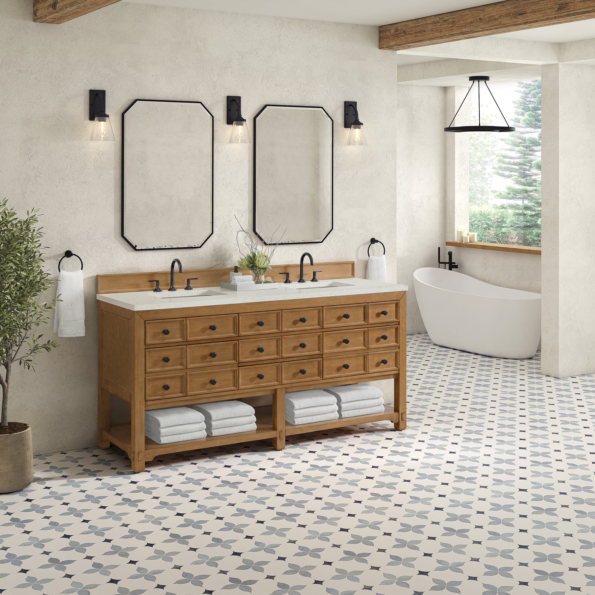 James Martin Malibu 72" Double Bathroom Vanity, Amber Birch, view 34
