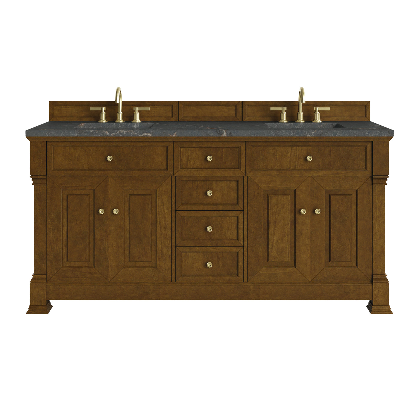 James Martin Brookfield 72" Double Bathroom Vanity, Honey Oak with Parisien Bleu countertop
