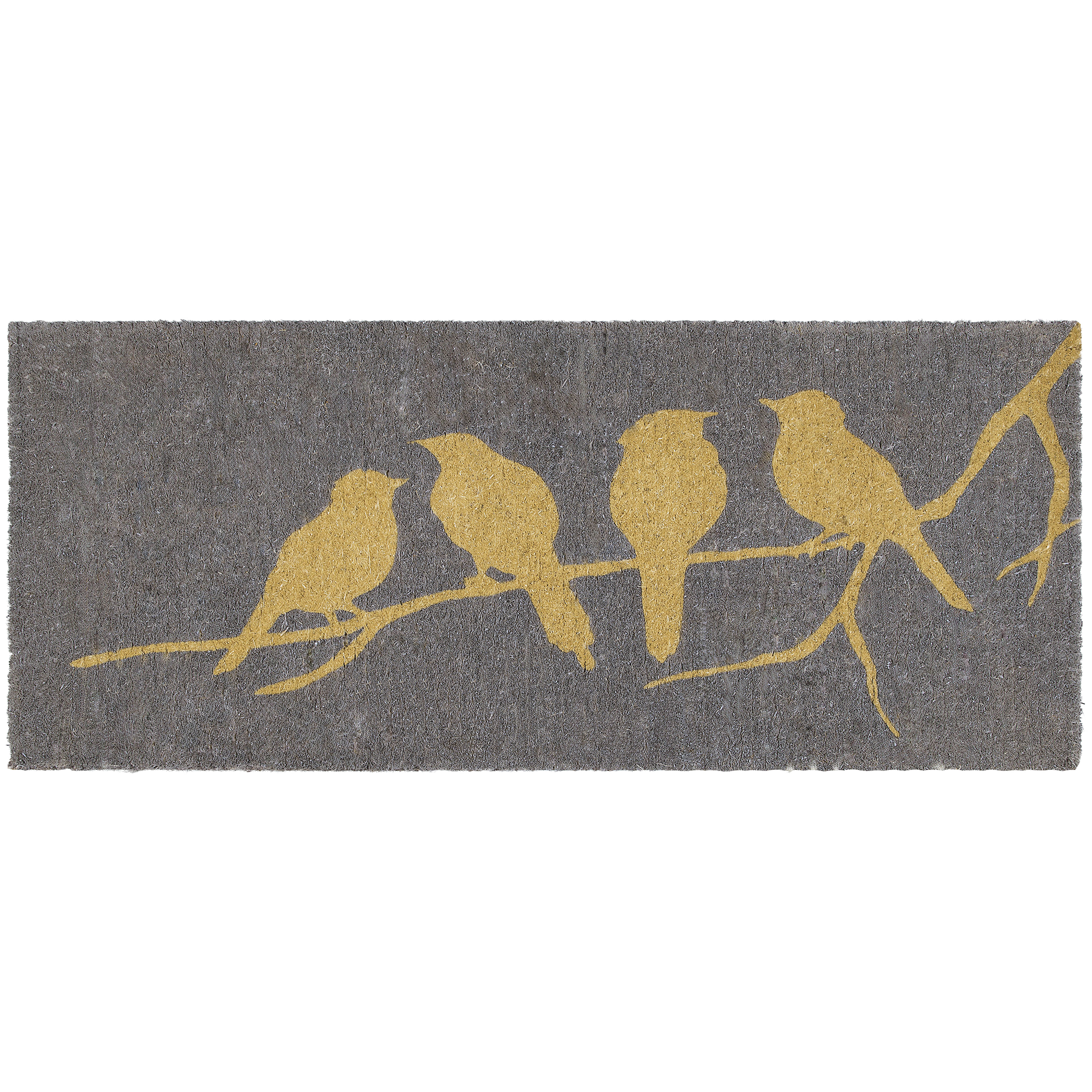 Birds On Branch - Gray Coir Doormat by Fab Habitat