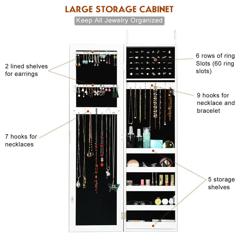 Door and Wall Mounted Armoire Jewelry Cabinet with Full-Length Mirror by DirectDeals