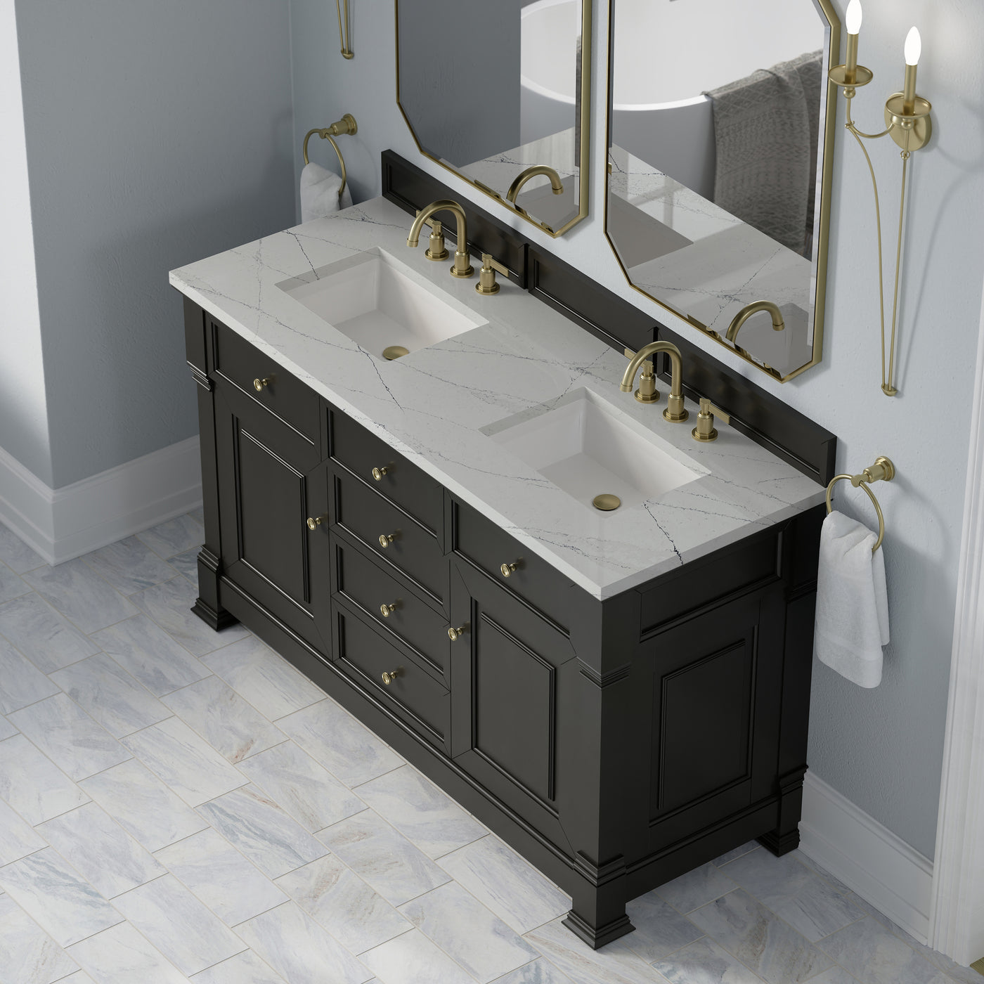 James Martin Brookfield 60" Double Bathroom Vanity, Black Onyx, view 40