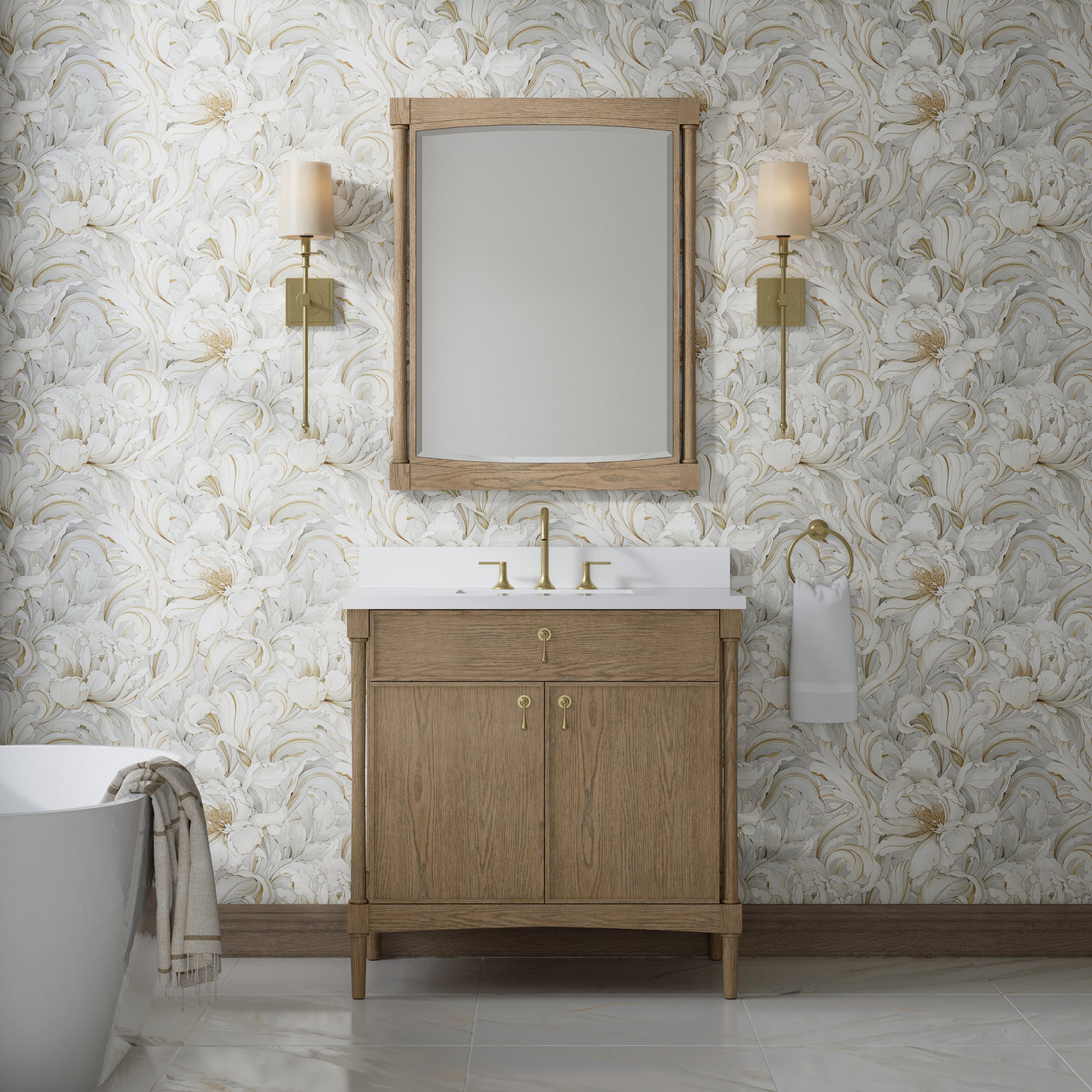 James Martin Kinnsden 36" Single Bathroom Vanity, Weathered Oak, view 33