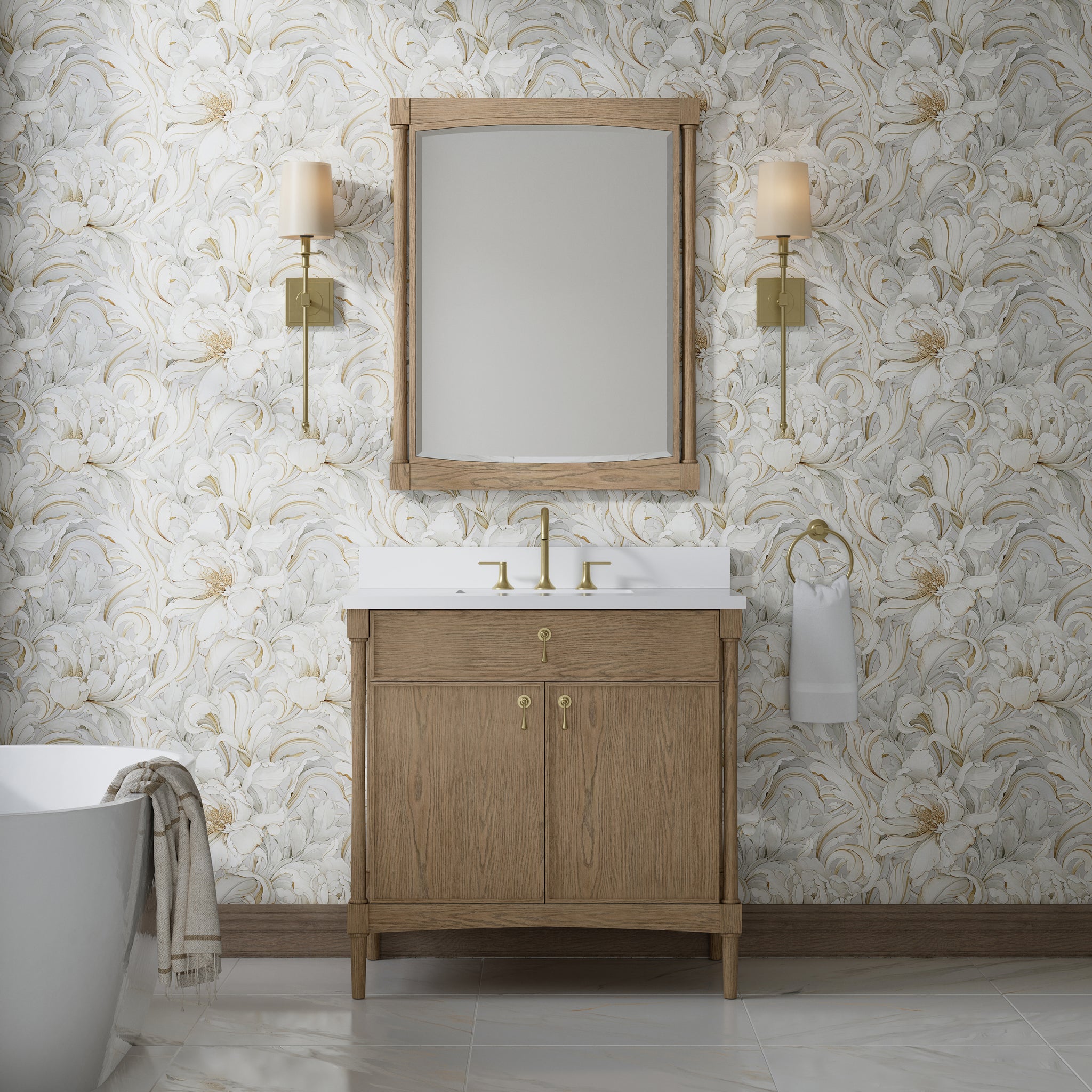 James Martin Kinnsden 36" Single Bathroom Vanity, Weathered Oak, view 33