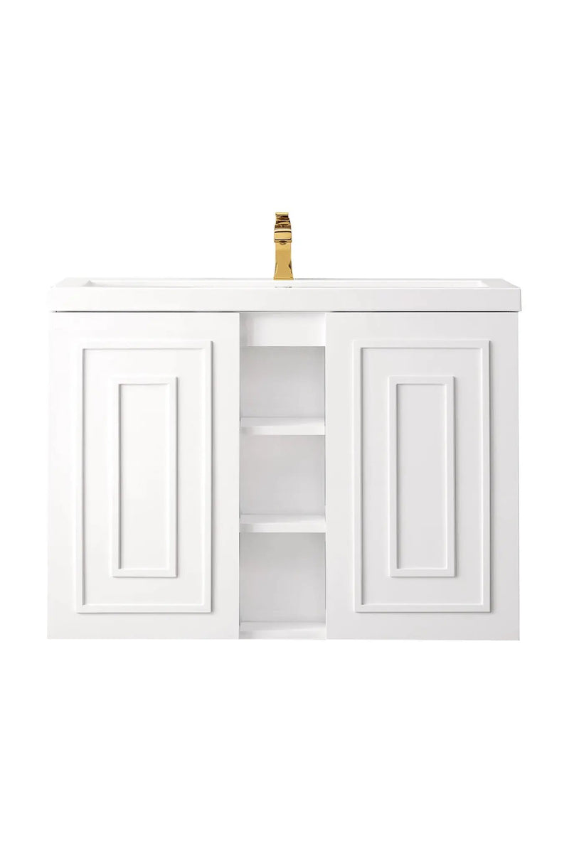 James Martin Alicante' 39.5" Floating Single Bathroom Vanity, Glossy White by James Martin