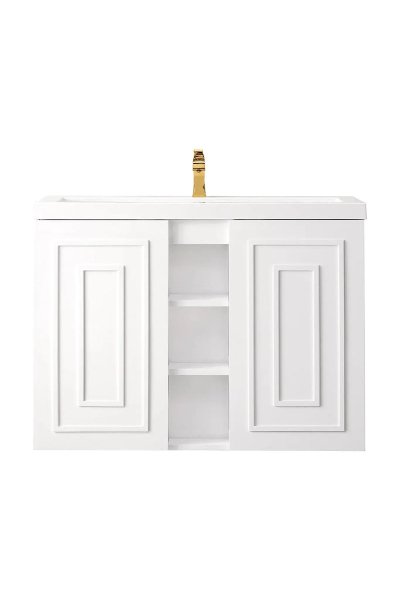 James Martin Alicante' 39.5" Floating Single Bathroom Vanity, Glossy White by James Martin