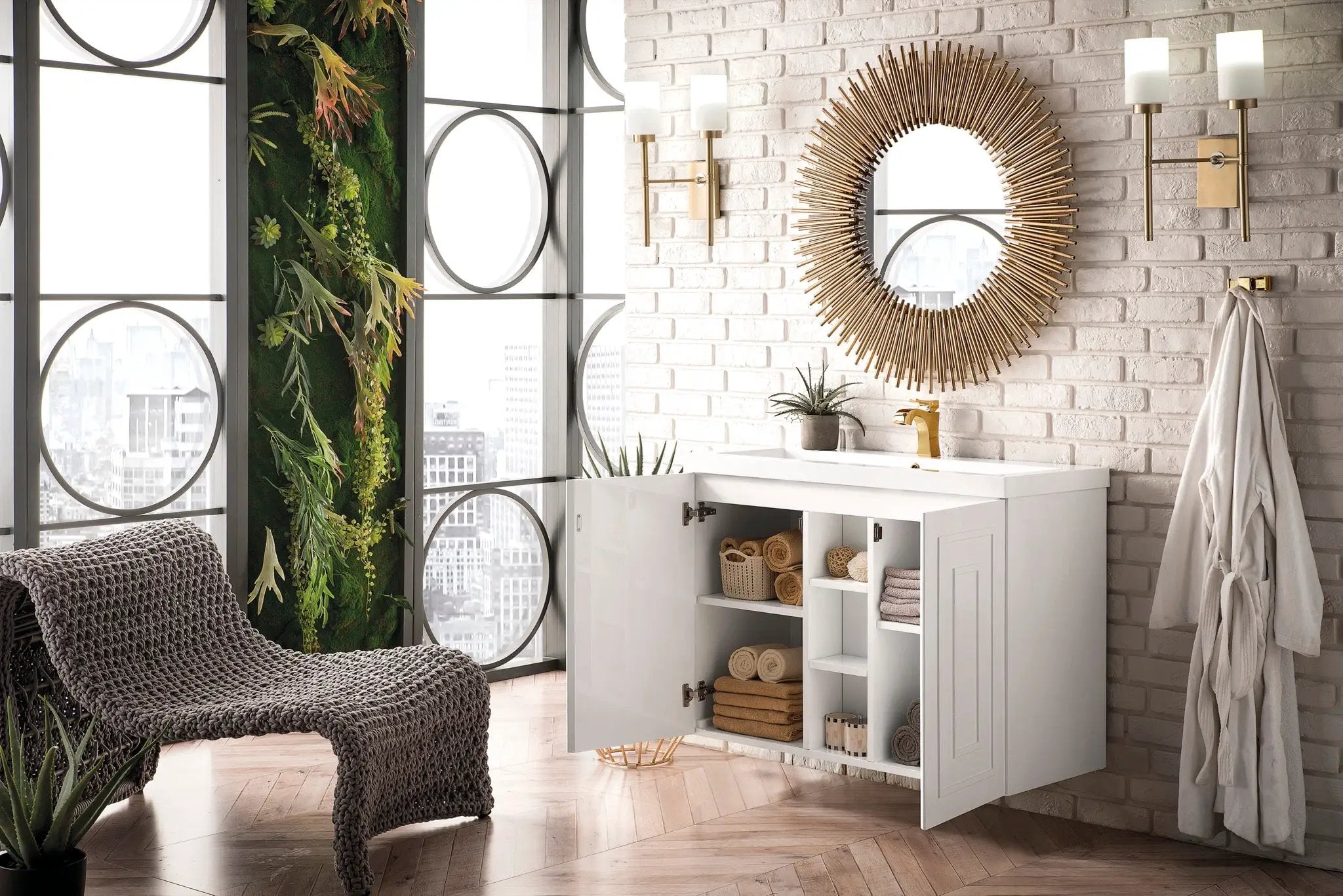 James Martin Alicante' 39.5" Floating Single Bathroom Vanity, Glossy White by James Martin