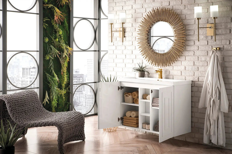James Martin Alicante' 39.5" Floating Single Bathroom Vanity, Glossy White by James Martin