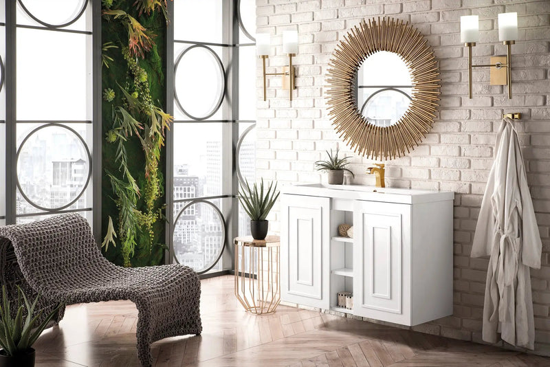 James Martin Alicante' 39.5" Floating Single Bathroom Vanity, Glossy White by James Martin