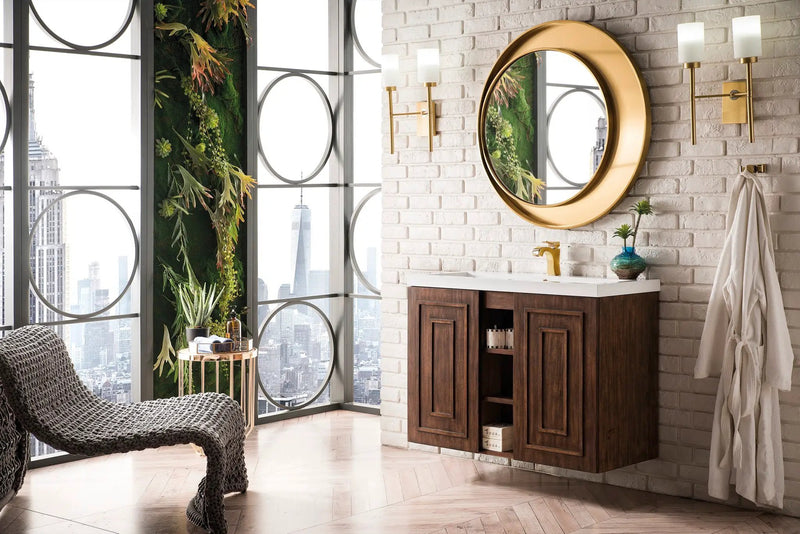 James Martin Alicante' 39.5" Floating Single Bathroom Vanity, Mid-Century Acacia by James Martin