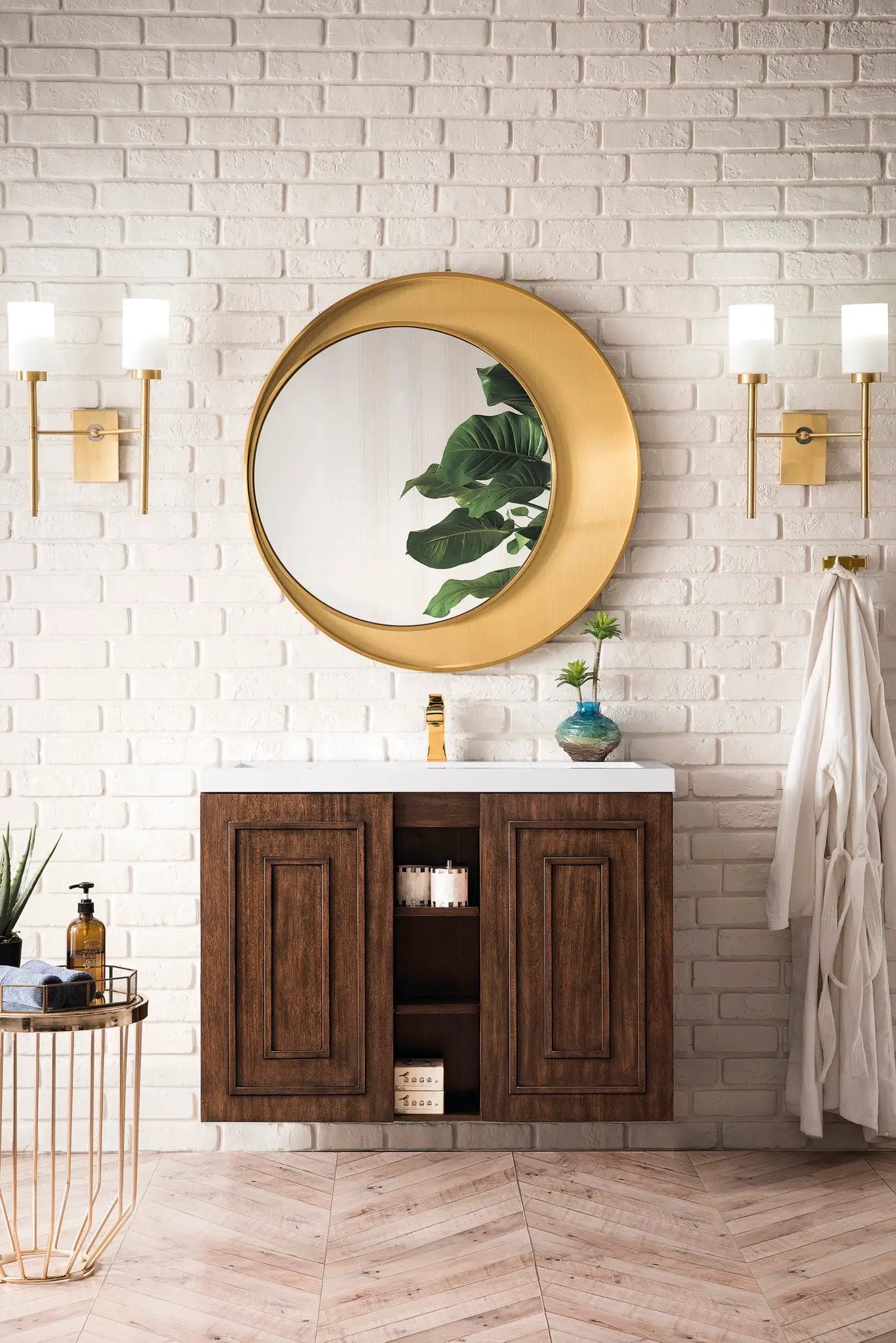 James Martin Alicante' 39.5" Floating Single Bathroom Vanity, Mid-Century Acacia by James Martin