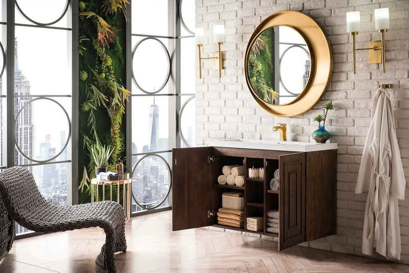 James Martin Alicante' 39.5" Floating Single Bathroom Vanity, Mid-Century Acacia by James Martin